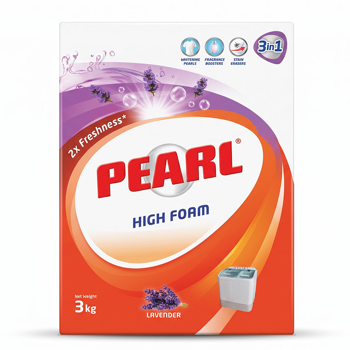 Pearl High Foam 3 In 1 Detergent Powder 3Kg