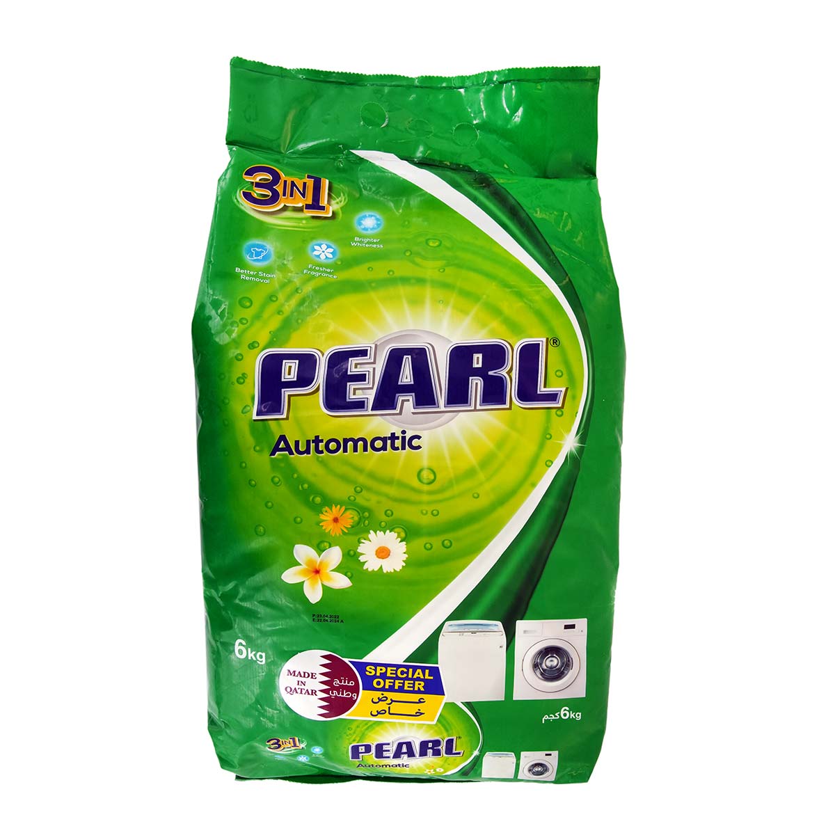 Pearl Automatic 3 In 1 Action Detergent Powder Bag 6Kg