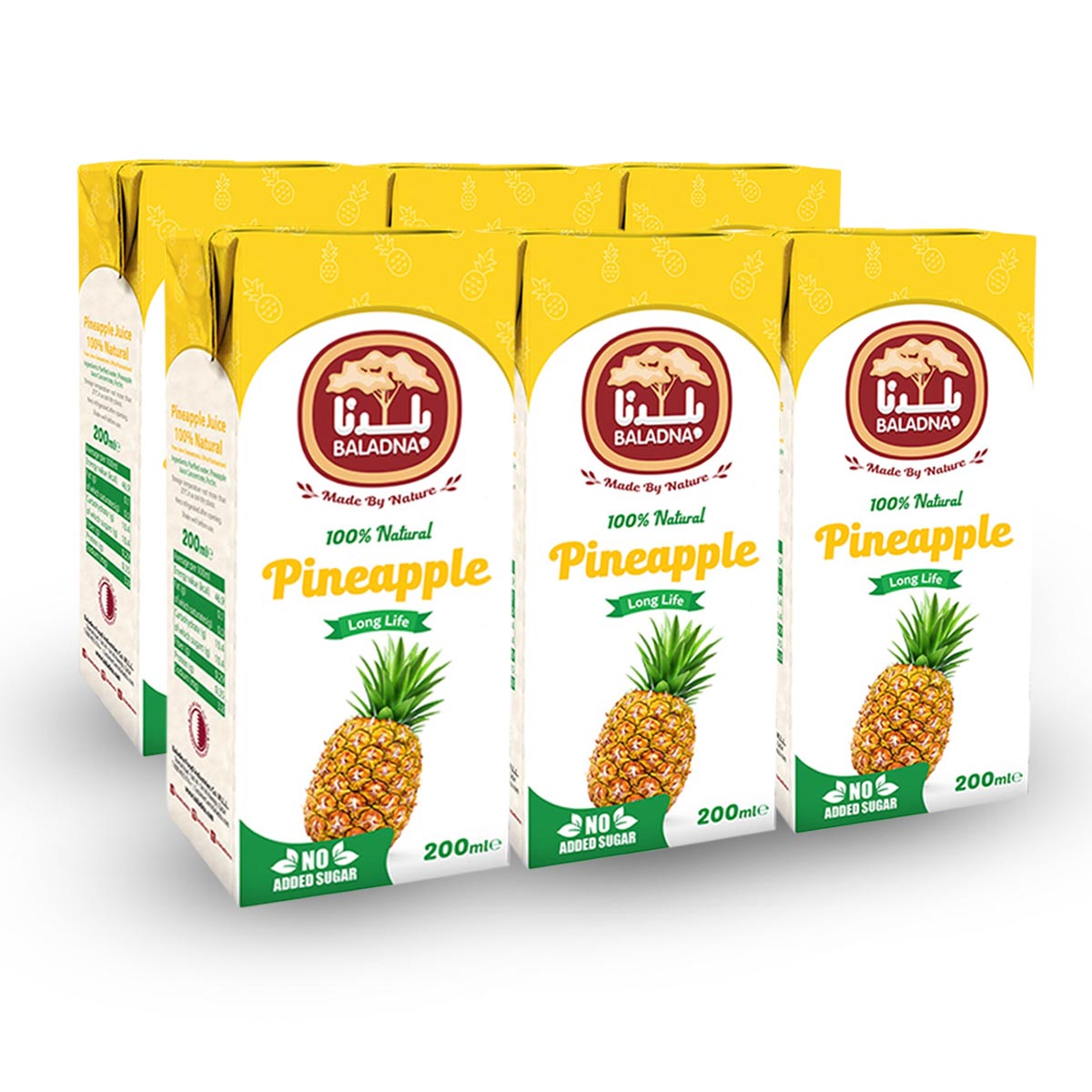 Baladna Long Life Juice Pineapple 6x200Ml