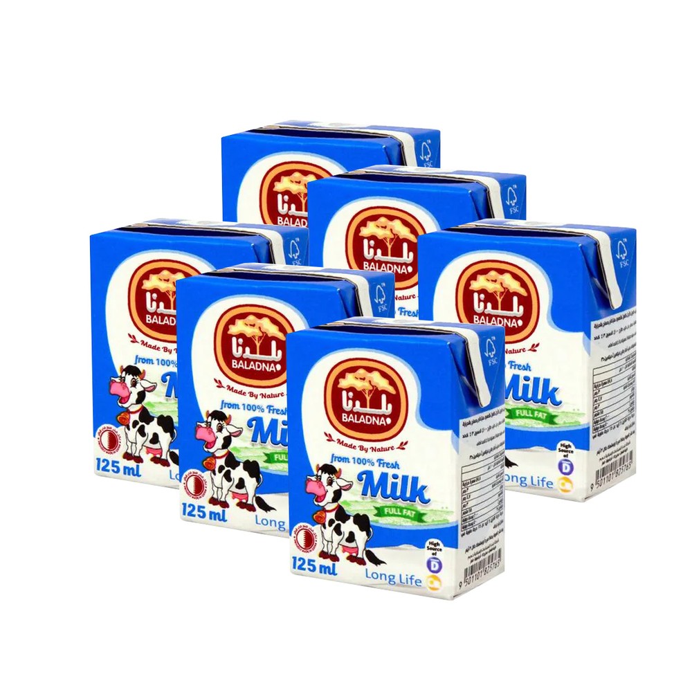 Baladna Long Life Full Fat Milk 6x125ml