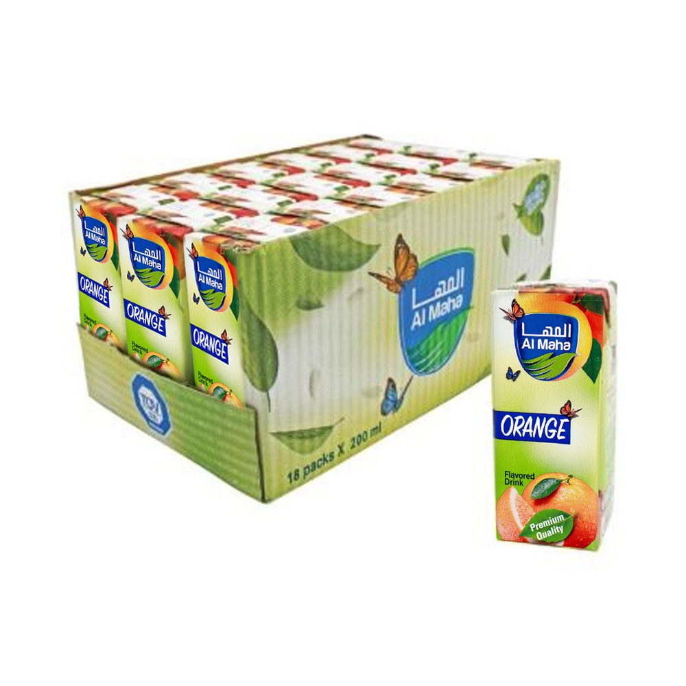 Al Maha Orange Flavored Drink 18x200ml