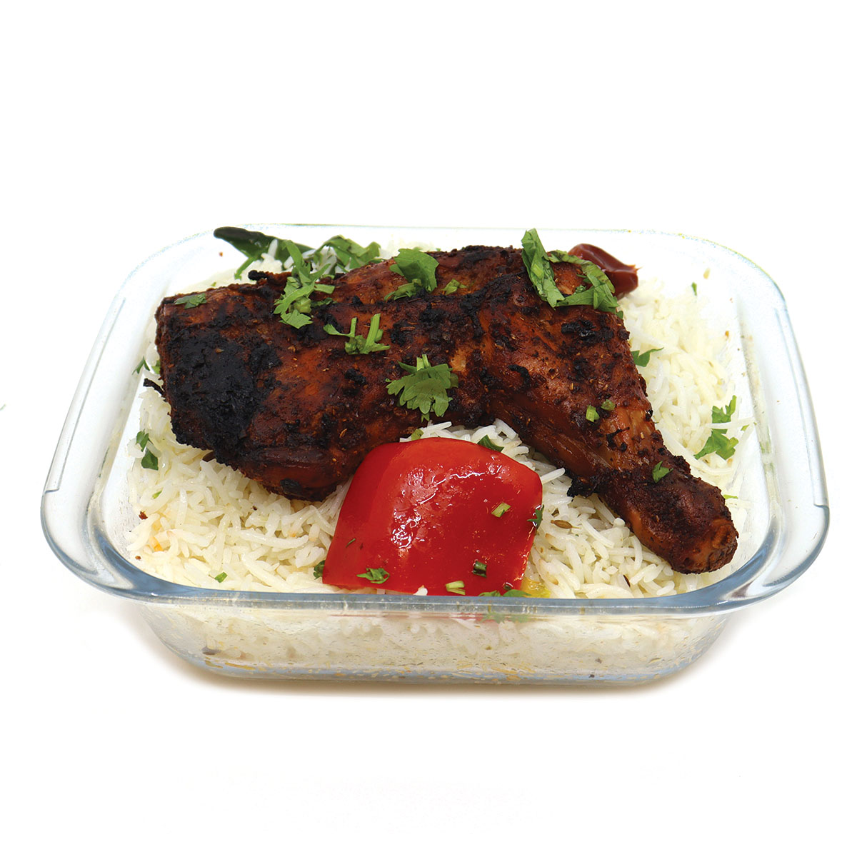 أرز بالسمن مع دجاج مقلي