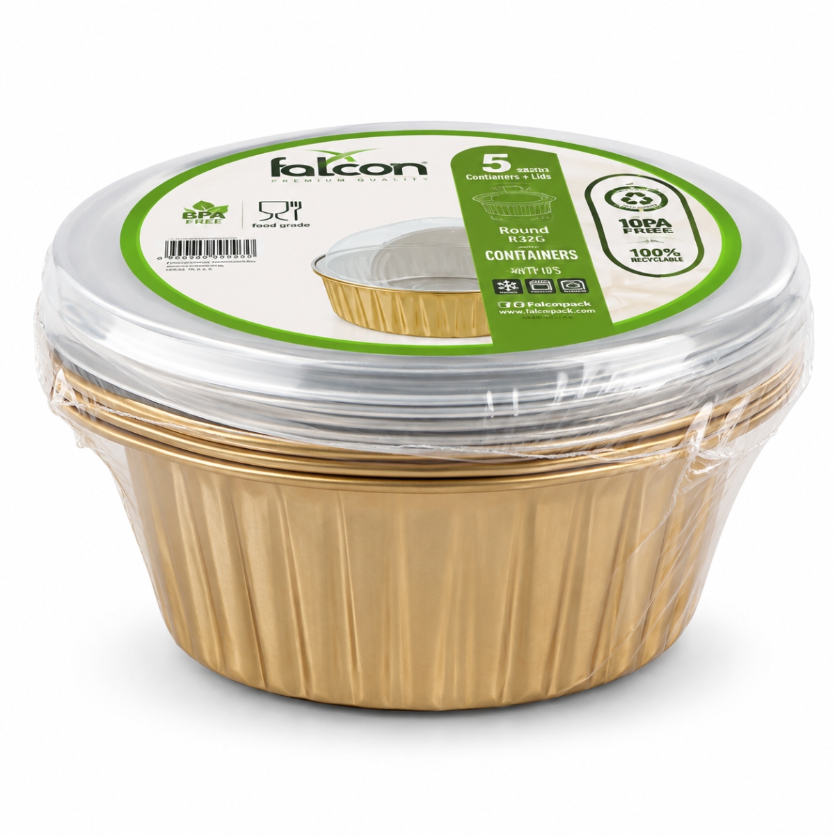 Falcon Round Foil Containers with Lids 5 x 450ml Pack