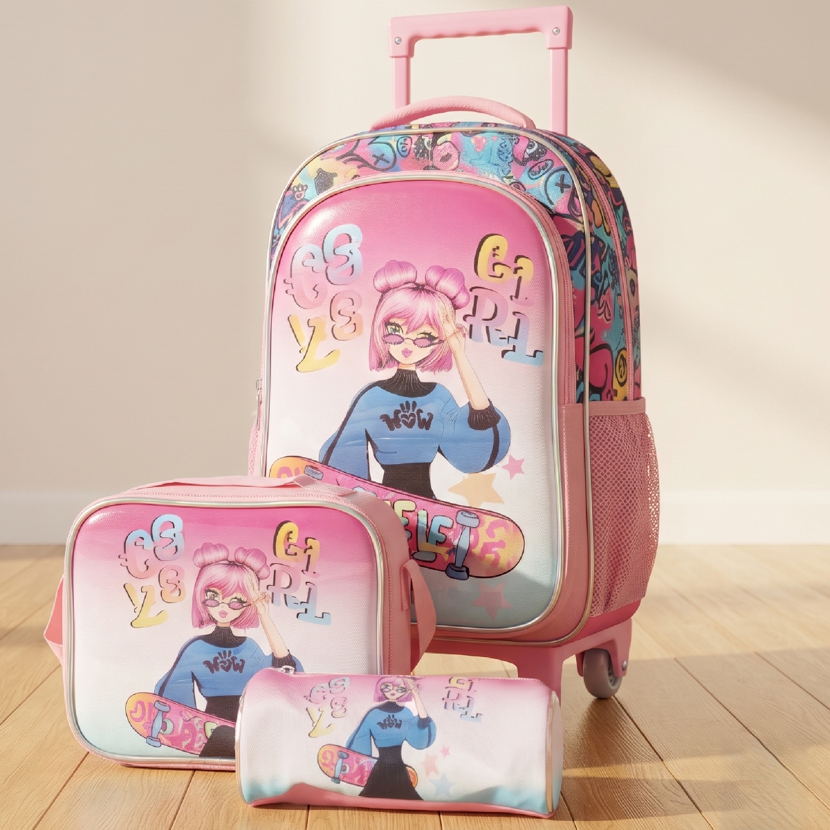 Girls 5 In 1 Trolley Bag