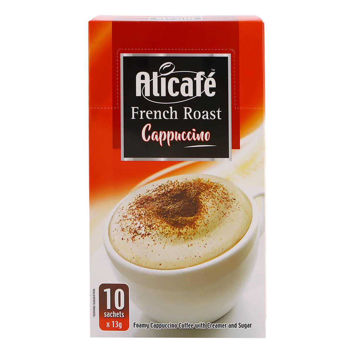 Alicafe French Roast Cappuccino Coffee with Creamer and Sugar 10X13g