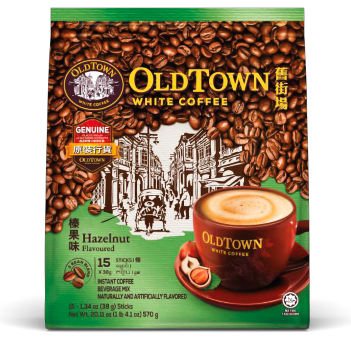 OldTown White Coffee Instant Hazelnut Flavoured 15x38g