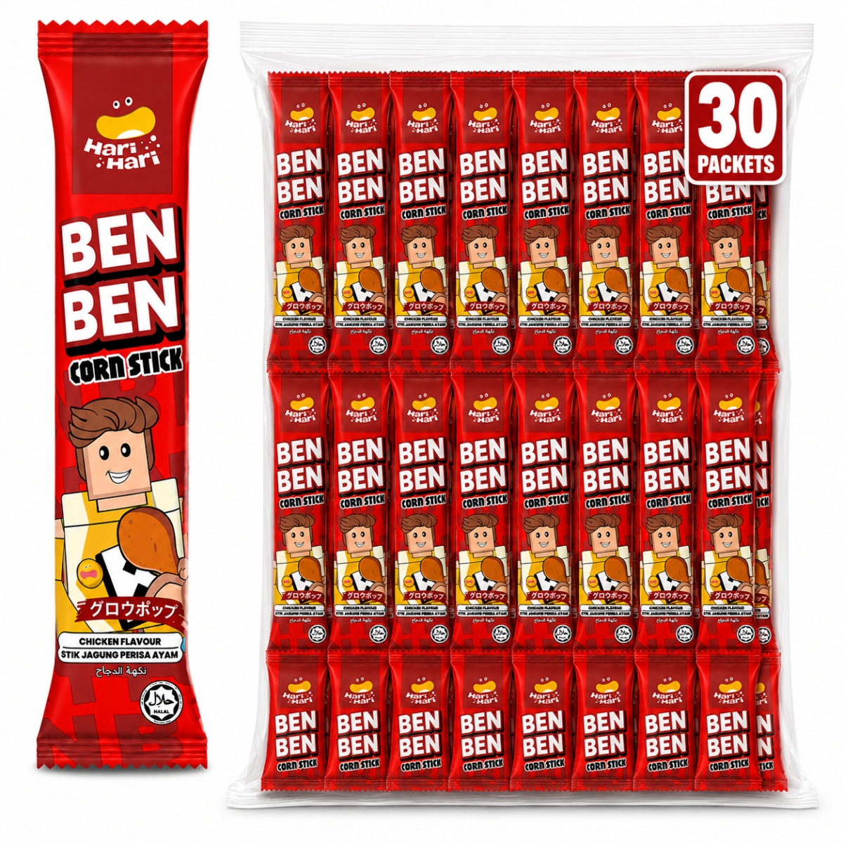 Ben Ben Corn Stick Chicken Flavour 30 x 6g