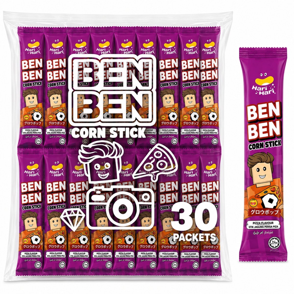 Ben Ben Corn Stick Pizza Flavour 30 x 6g