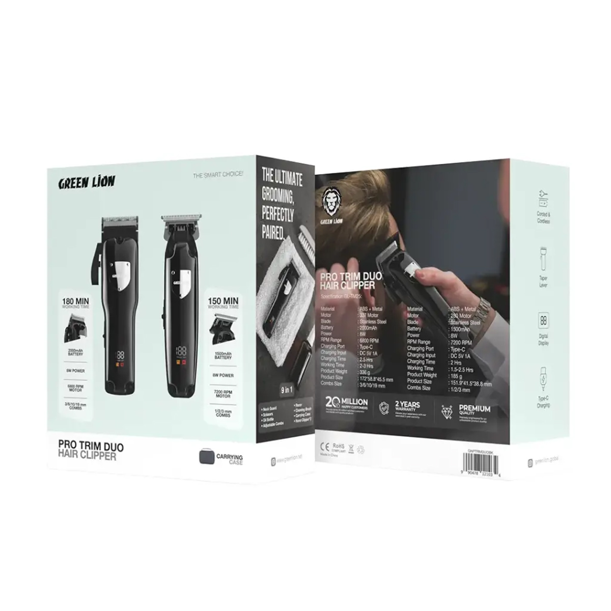 Green Lion Pro Trim Duo Hair Clipper GNPTRMDUOBK