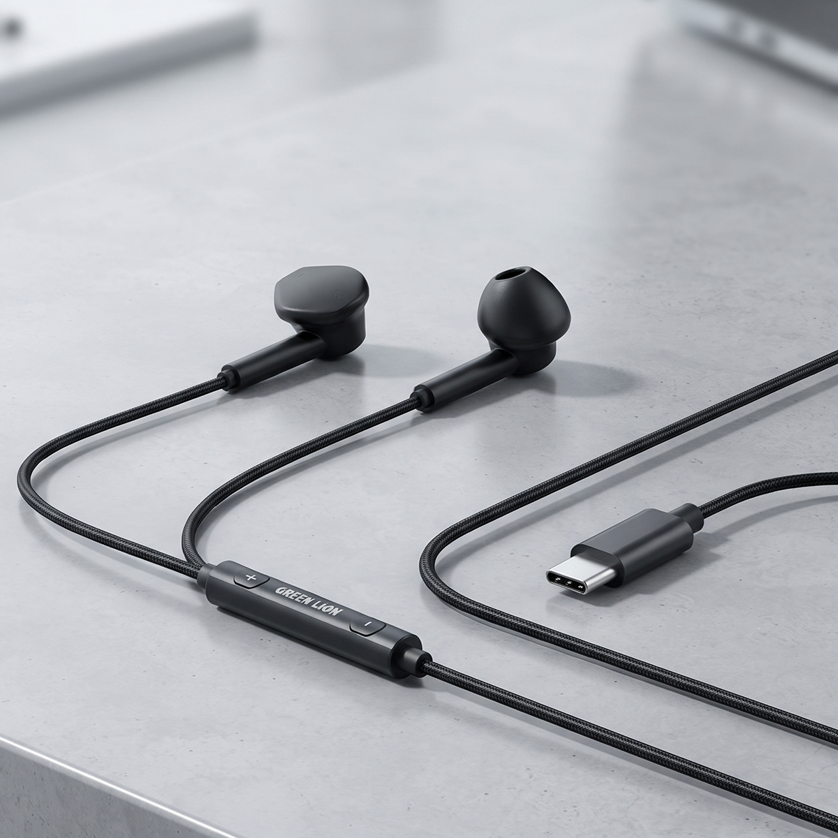 Green Lion Stereo Earphones With Type-C