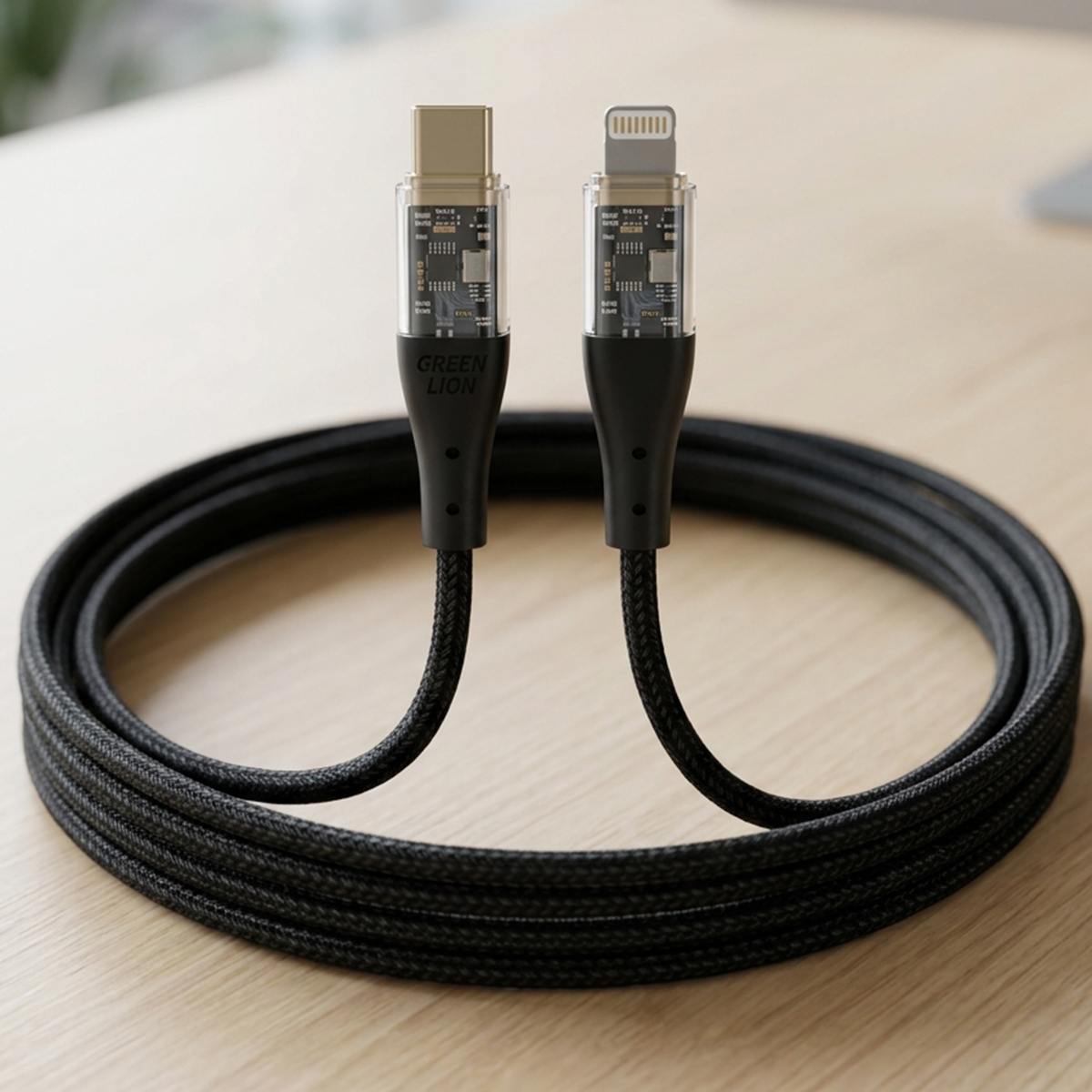 Green Lion Transparent Cable USB-C To Lightning For Iphone