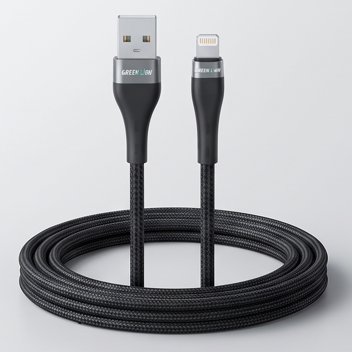 Green Lion USB A To Lightning Braided Cable 2 Meter