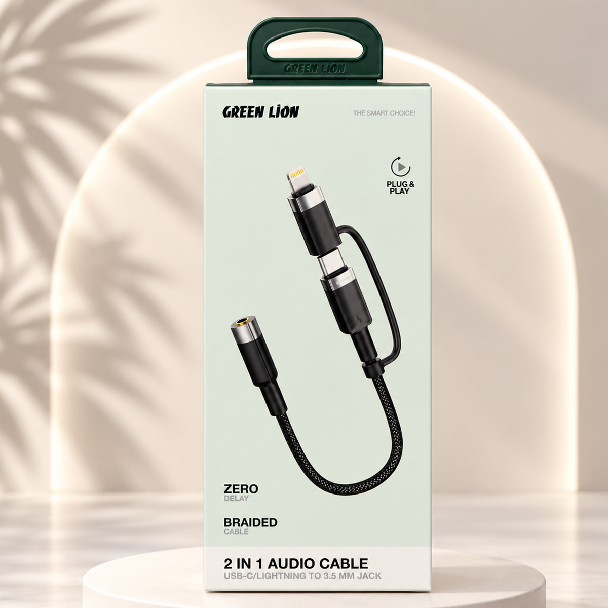 Green Lion 1 Audio Cable USB-C and Lightning To Jack 3.5mm 2 In 1
